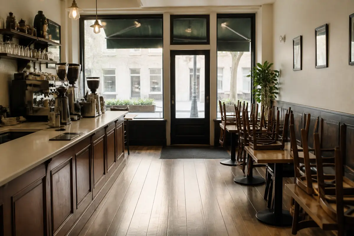 An established service business before opening hours.